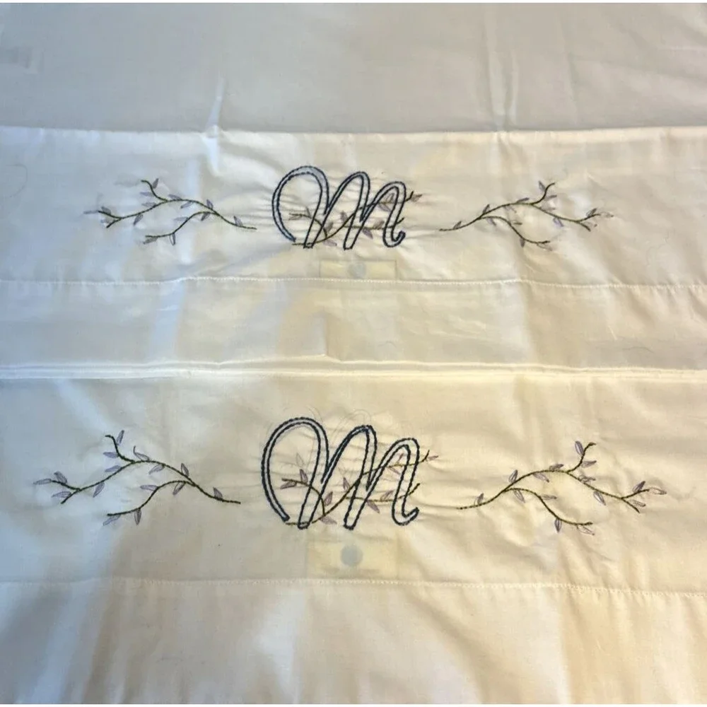 Hand stitched with intial M Pillowcases Standard Size